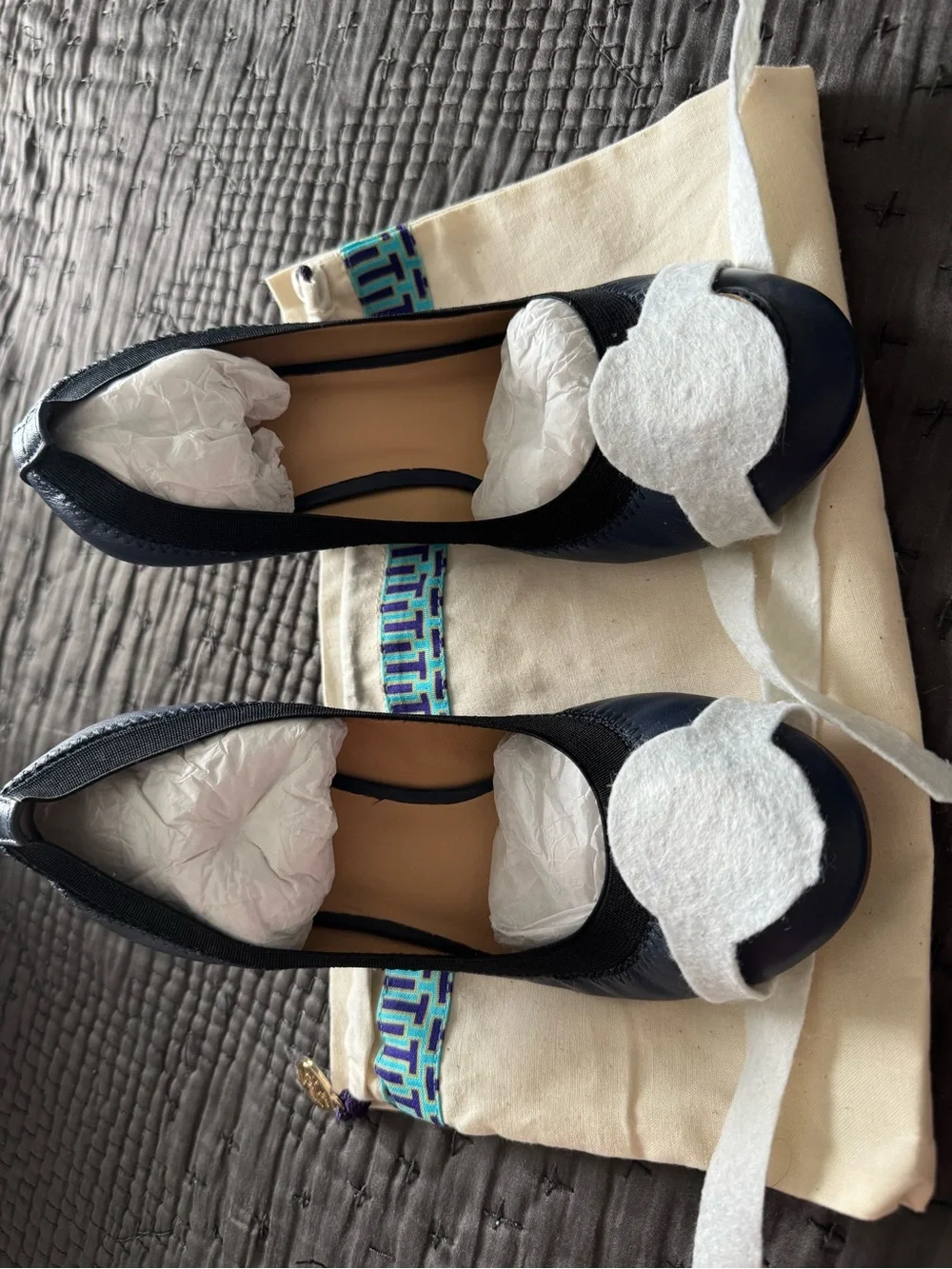 Tory Burch Caroline 2 Navy Wedges Size 7